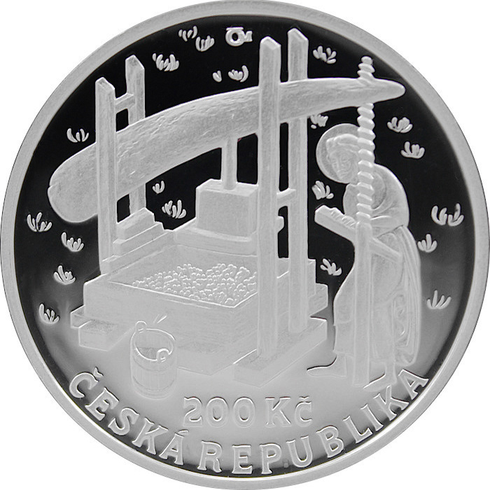 Stříbrná mince 200 Kč Karel IV. Vydání nařízení o zakládání vinic 650. výročí 2008 Proof 