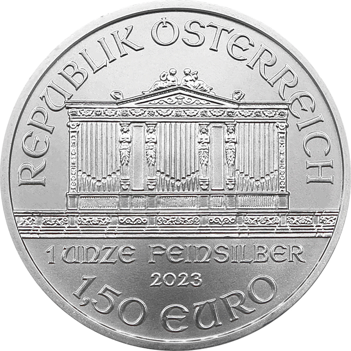 Přední strana Silver investment coin Wiener Philharmoniker 1 Oz