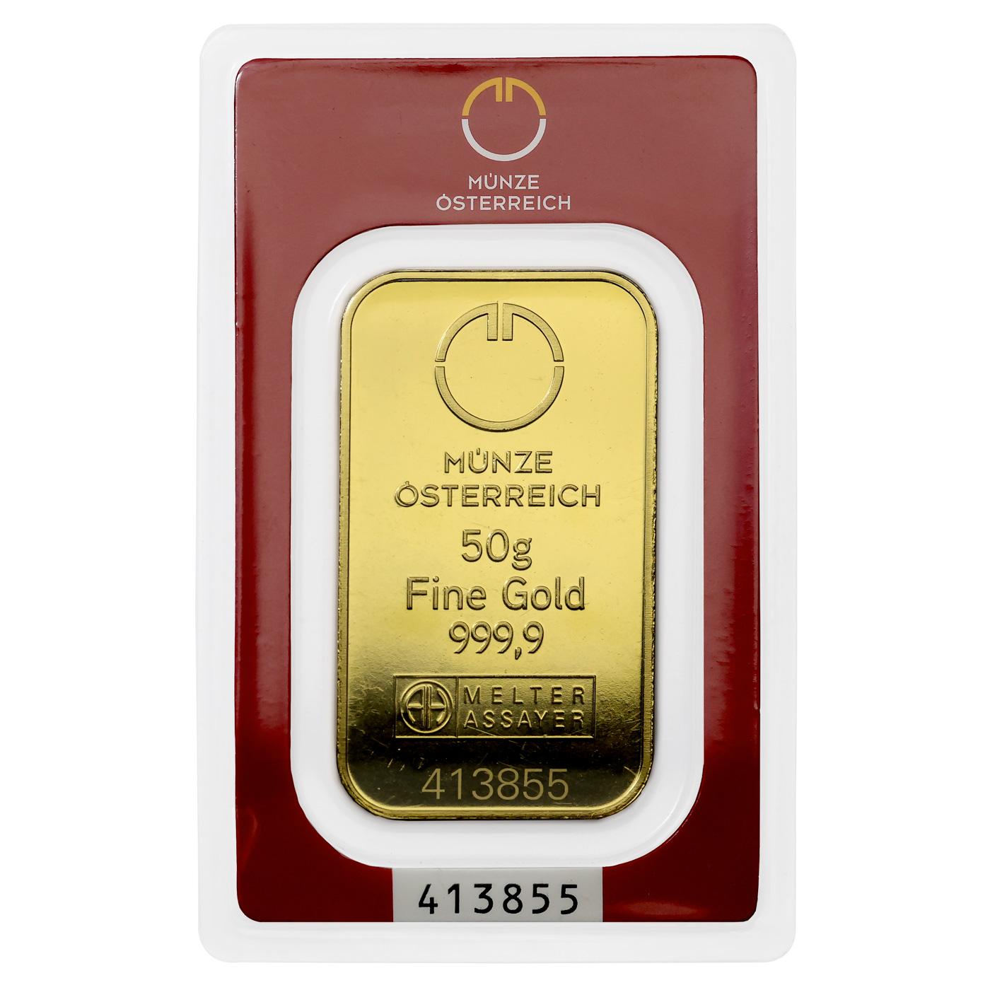Přední strana 50g Münze Österreich Investiční zlatý slitek 