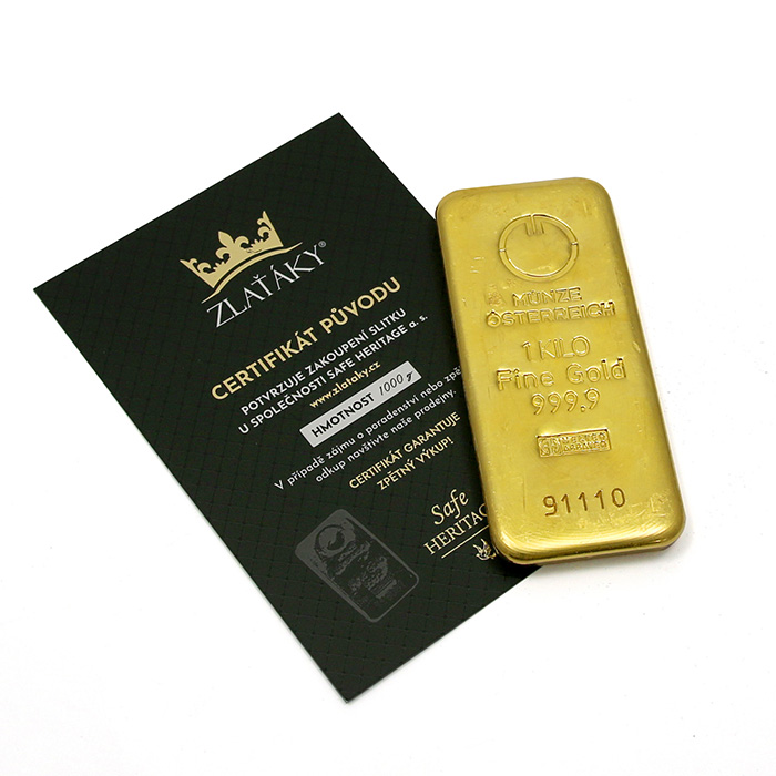 1000g Münze Österreich Investičná zlatá tehlička