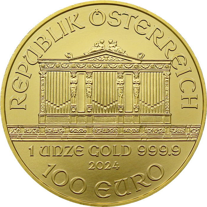 Přední strana Gold investment coin Wiener Philharmoniker 1 Oz  