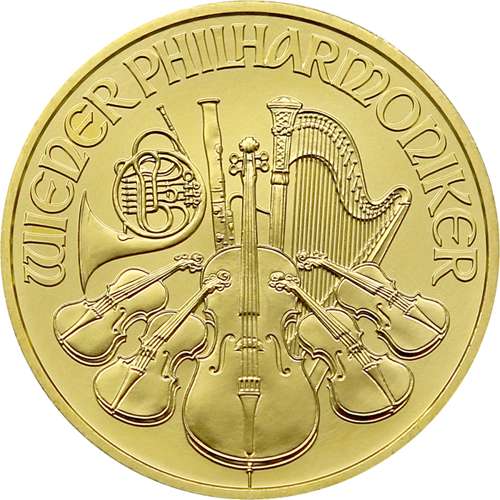 Zadní strana Gold investment coin Wiener Philharmoniker 1/2 Oz 