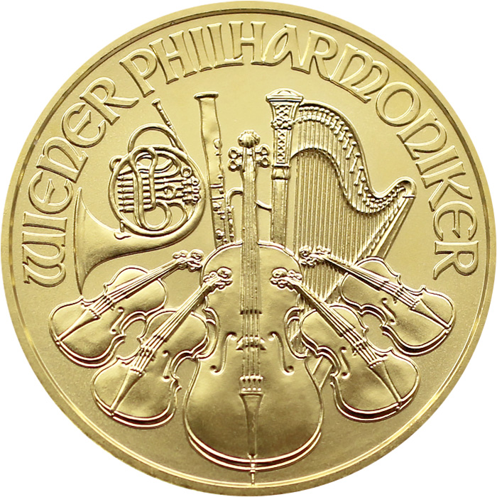 Zadní strana Zlatá investiční minca Wiener Philharmoniker 1/4 Oz