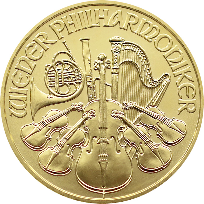 Zadní strana Gold investment coin Wiener Philharmoniker 1/4 Oz