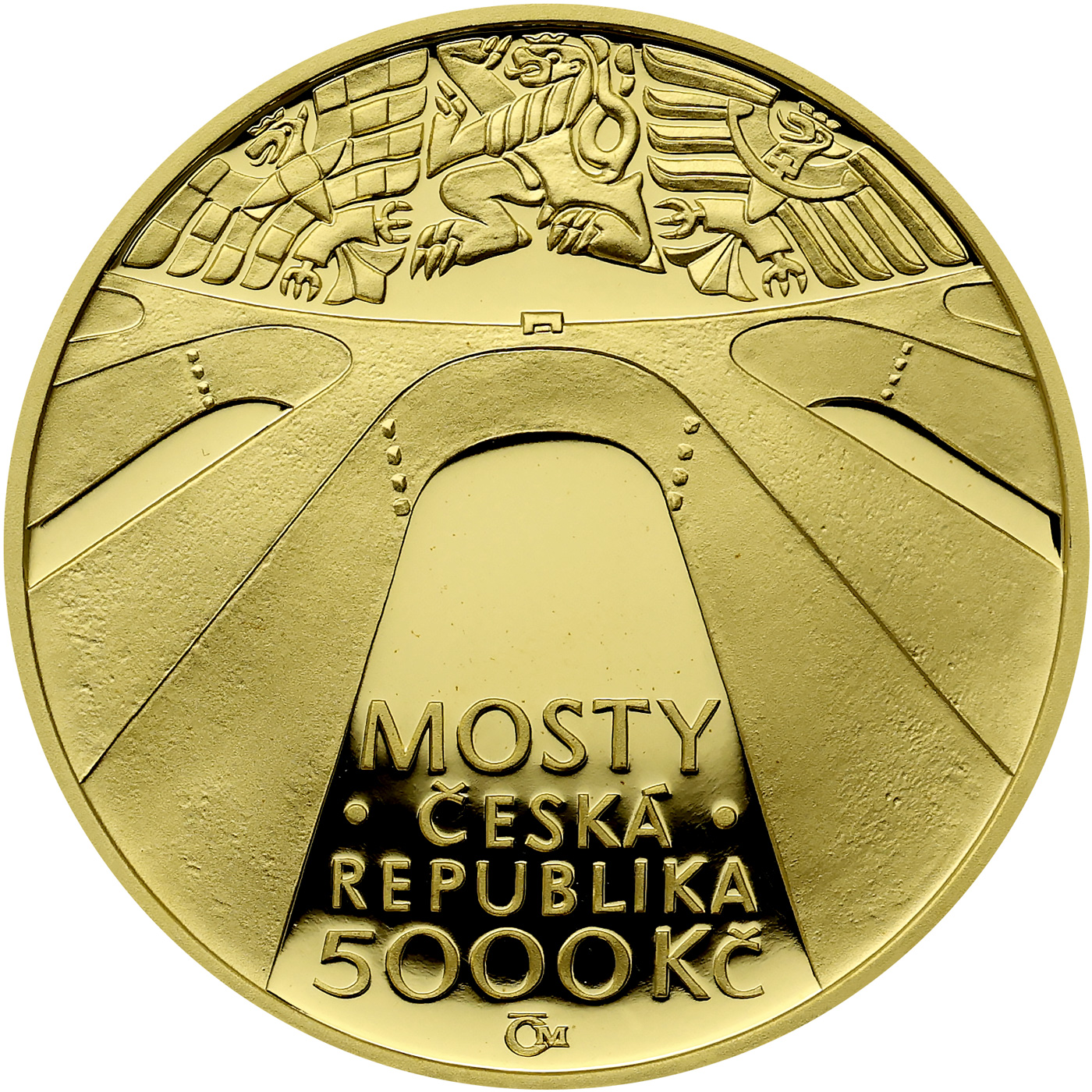 Zadní strana Zlatá mince 5000 Kč Železniční most v Žampachu 2013 Proof