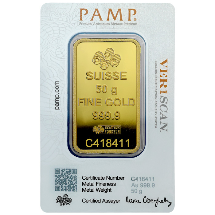 Zadní strana 50g PAMP Fortuna Investment Gold Ingot