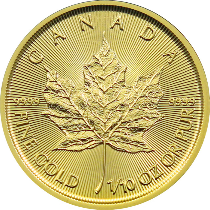 Zlatá investiční mince Maple Leaf 1/10 Oz 