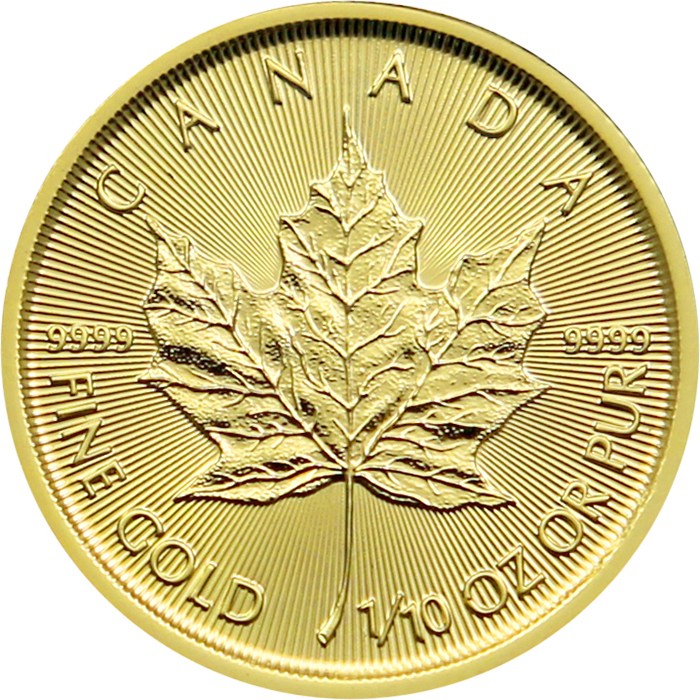 Zlatá investiční mince Maple Leaf 1/10 Oz 
