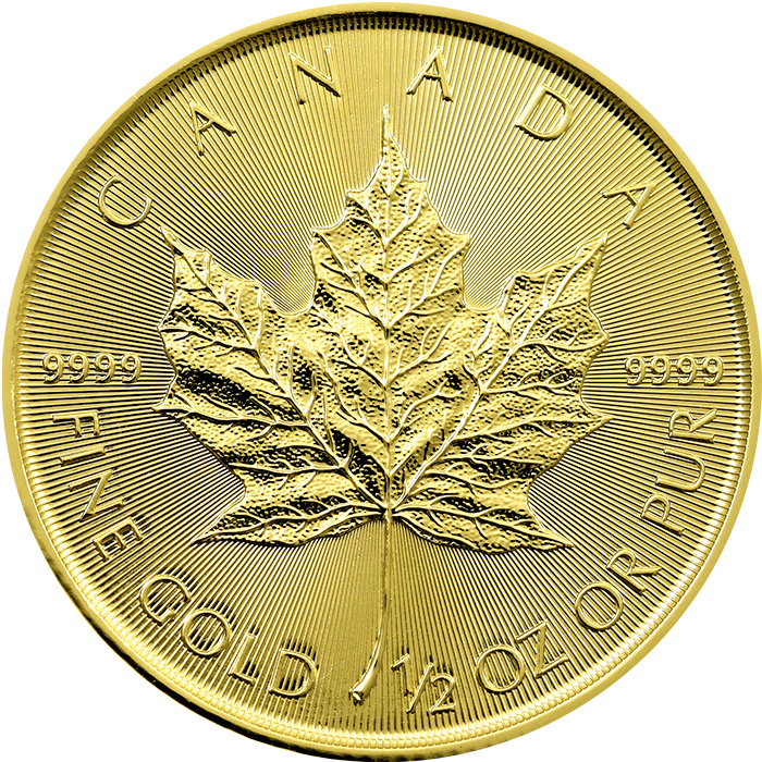 Přední strana Arany befektetési érme Maple Leaf 1/2 Oz 