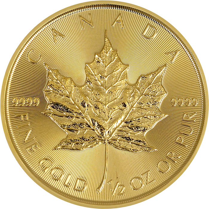 Přední strana Gold Investment Coin Maple Leaf 1/2 Oz 