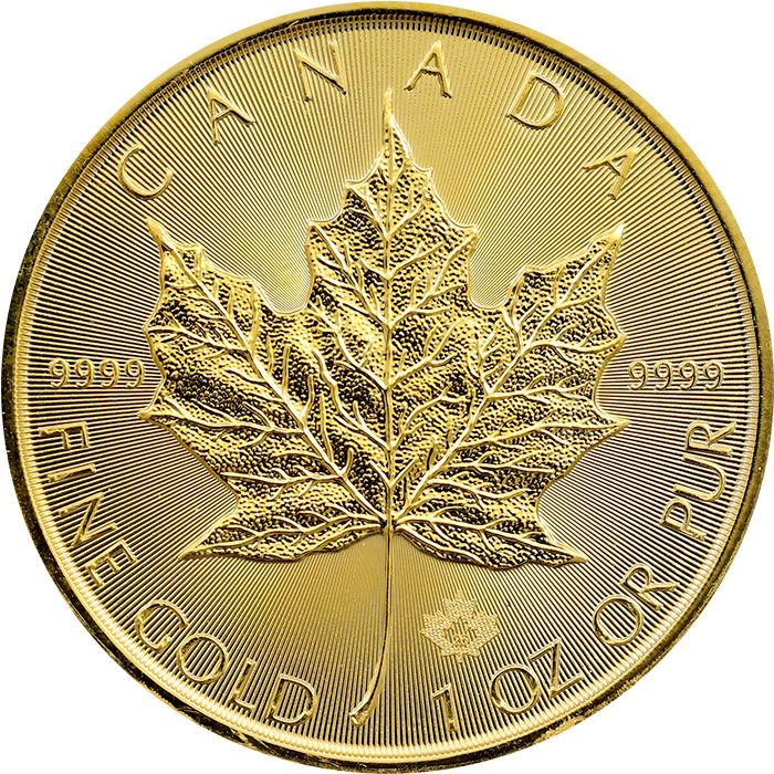 Přední strana Gold Investment Coin Maple Leaf 1 Oz 