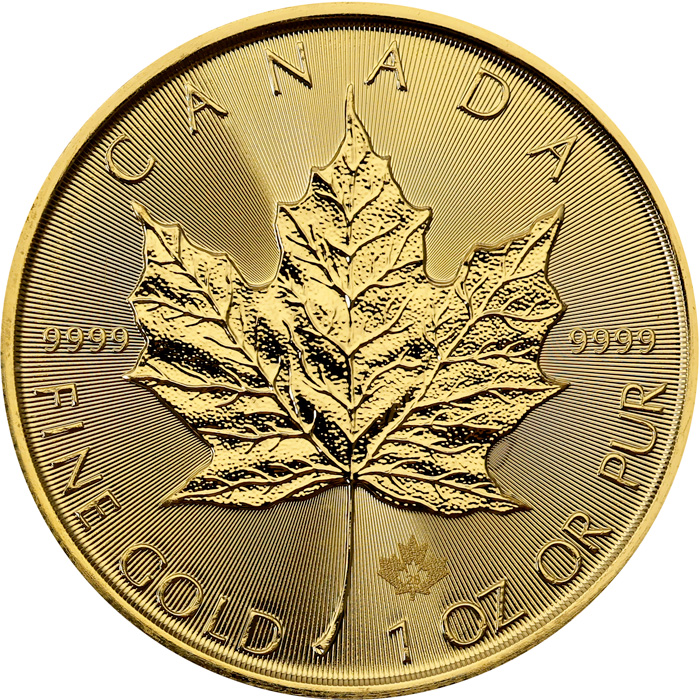 Přední strana Zlatá investičná minca Maple Leaf 1 Oz