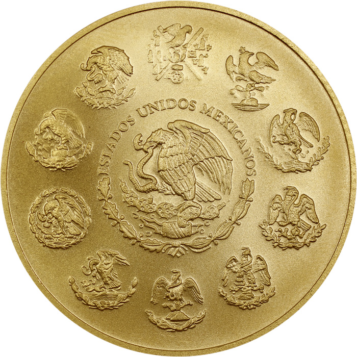 Zadní strana Zlatá investiční mince Mexico Libertad 1 Oz  