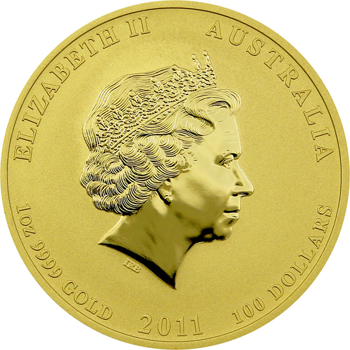 Zadní strana Zlatá investiční mince Year of the Rabbit Rok Králíka Lunární 1 Oz 2011 