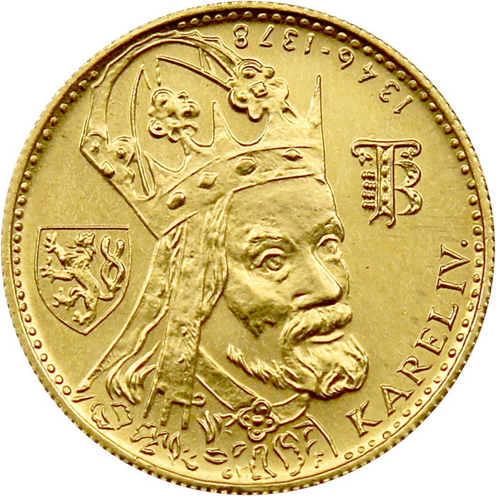 Zlatá mince Karel IV. Jednodukát Československý 600. výročí úmrtí 1978 