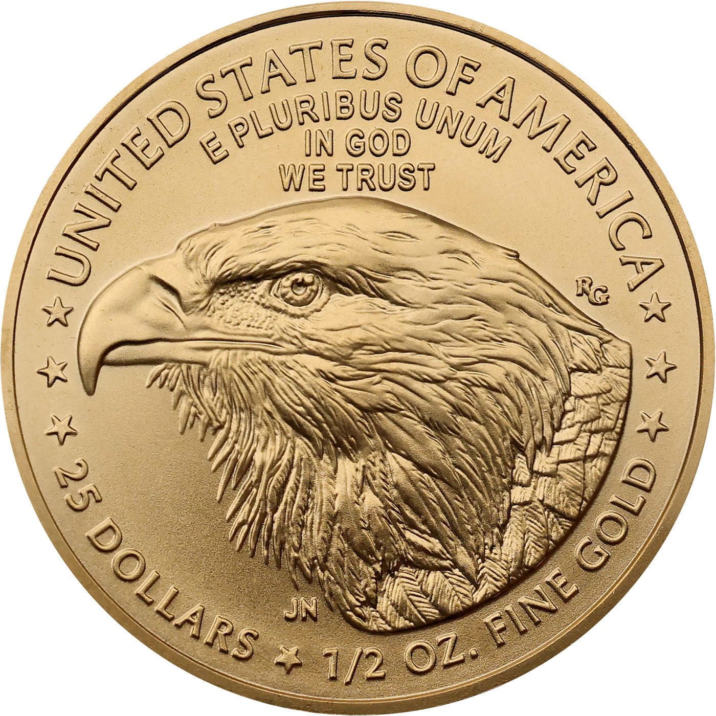 Zadní strana Arany befektetési érme American Eagle 1/2 Oz 