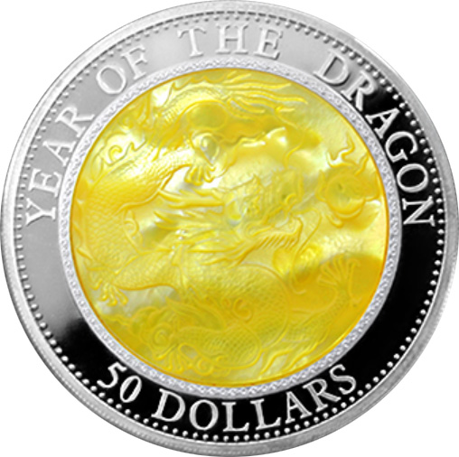 Stříbrná mince 5 Oz Year of the Dragon Rok Draka 2012 Perleť Proof
