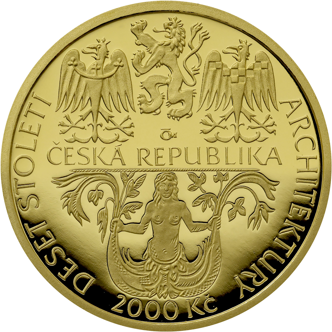 Zadní strana Zlatá mince 2000 Kč Zámek v Litomyšli Renesance 2002 Proof