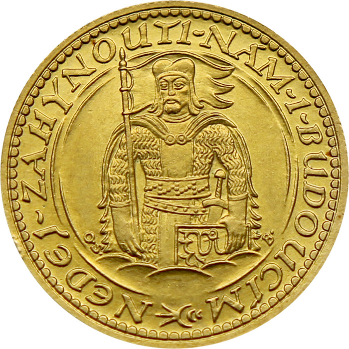 Zlatá mince Svatý Václav Jednodukát Československý 1927