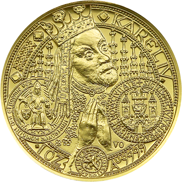 Zadní strana Zlatá minca Sada Karel IV. 1998 Štandard