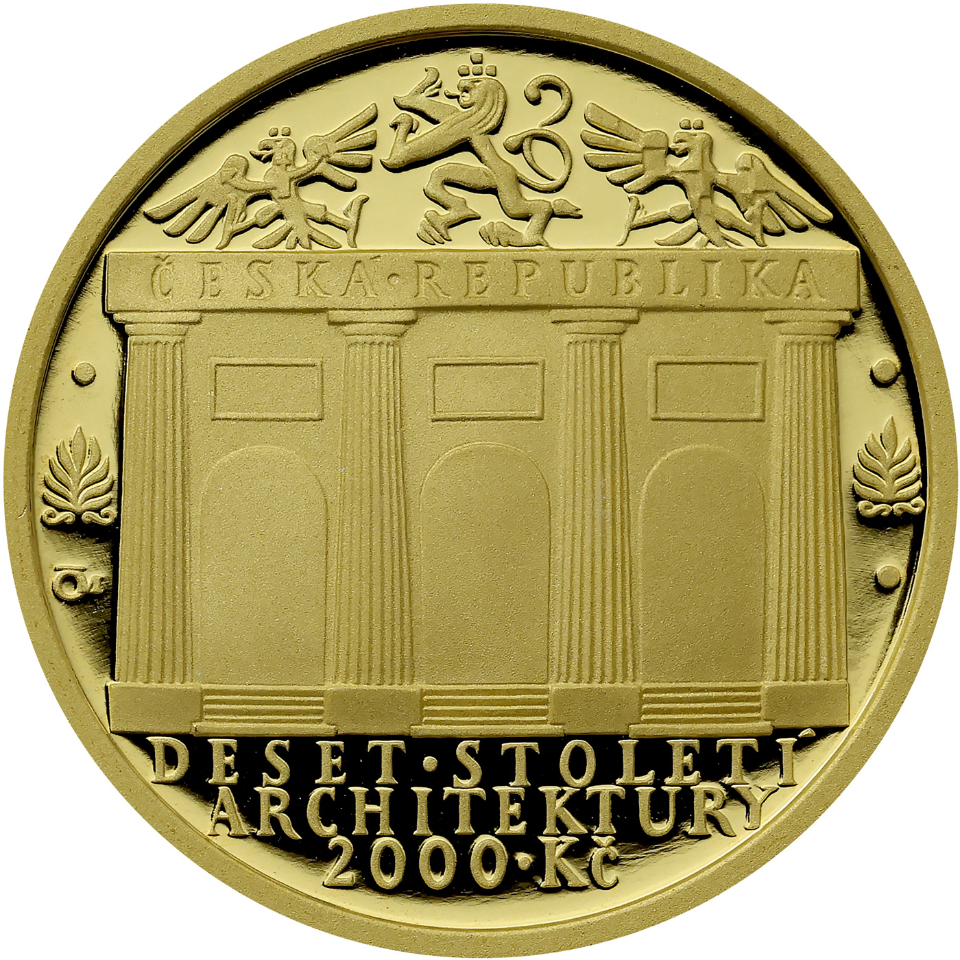 Zadní strana Zlatá mince 2000 Kč Zámek Kačina Empír 2004 Proof