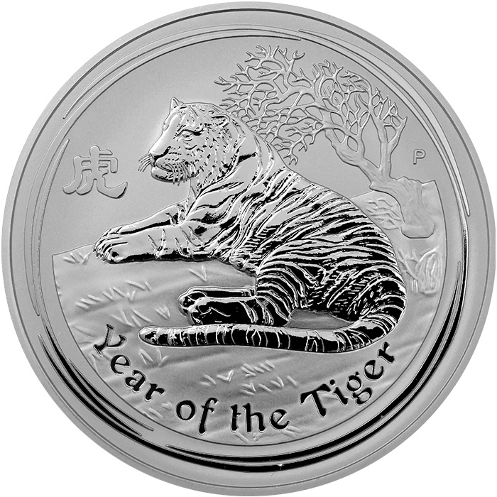 Přední strana Silver Investment Coin Year of the Tiger Year of the Tiger Lunar 1 Kg 2010