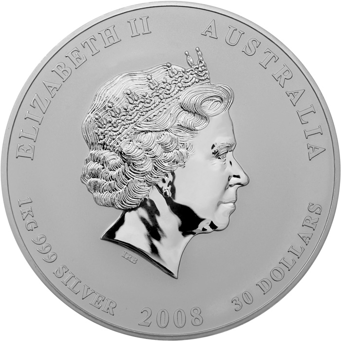 Zadní strana Strieborná investičná minca Year of the Mouse Rok Myši Lunárny 1 Kg 2008