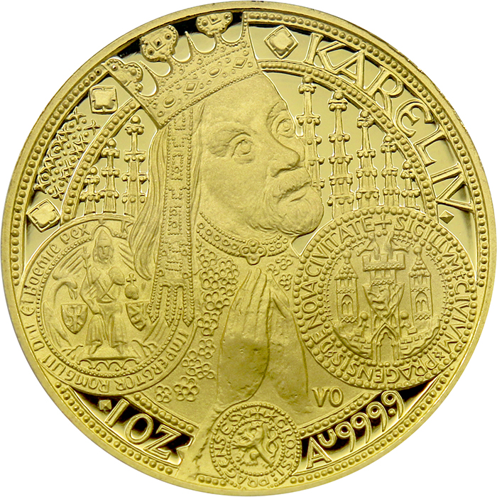 Zadní strana Zlatá minca Sada Karel IV. 1998 Proof