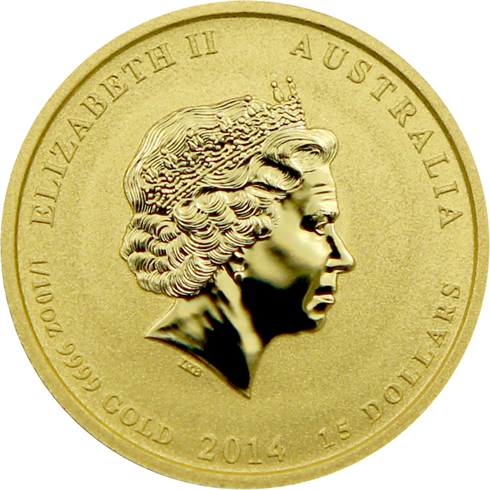 Zlatá investičná minca Year of the Horse Rok Koňa Lunárny 1/10 Oz 2014