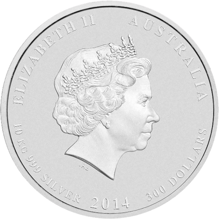 Zadní strana Stříbrná investiční mince Year of the Horse Rok Koně Lunární 10 Kg 2014