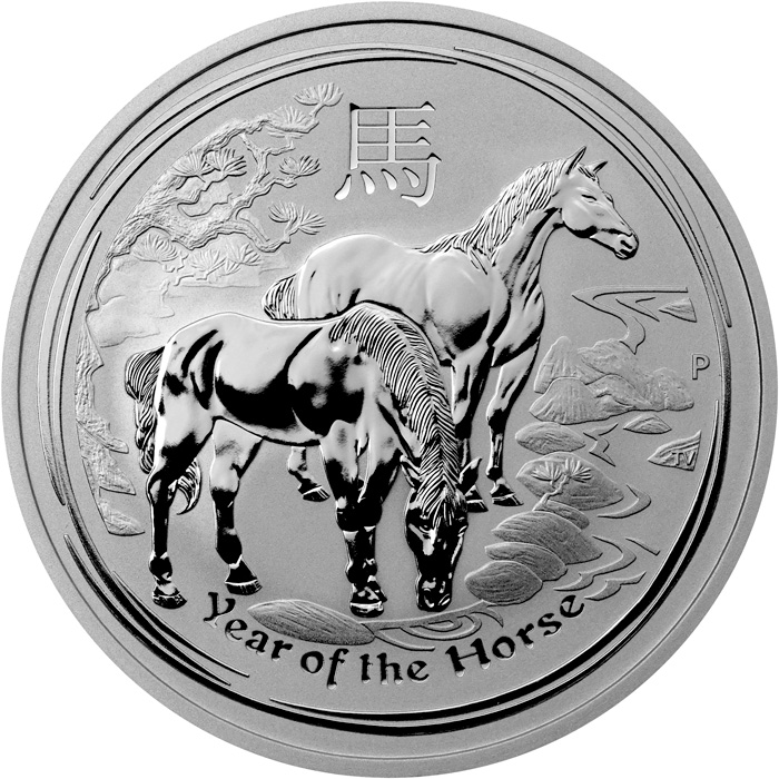Přední strana Strieborná investičná minca Year of the Horse Rok Koňa Lunárny 2 Oz 2014