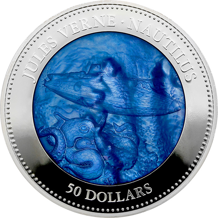 Stříbrná mince 5 Oz Jules Verne Nautilus 2014 Perleť Proof