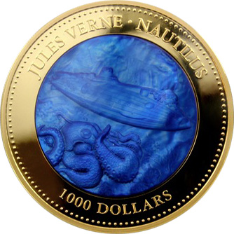Zlatá mince 5 Oz Jules Verne Nautilus 2014 Perleť Proof