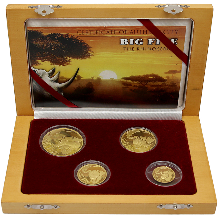 Přední strana Nosorožci Big Five Sada zlatých mincí 2013 Proof