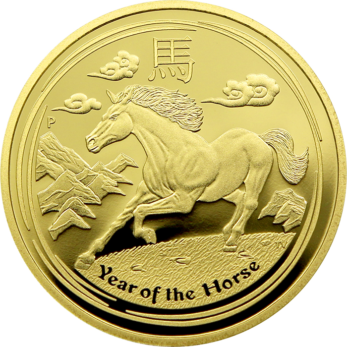 Exkluzivní Zlatá mince Year of the Horse Rok Koně 1 Oz 2014 Proof