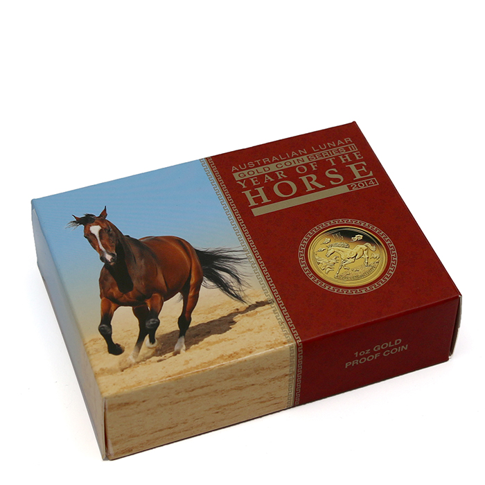 Exkluzivní Zlatá mince Year of the Horse Rok Koně 1 Oz 2014 Proof