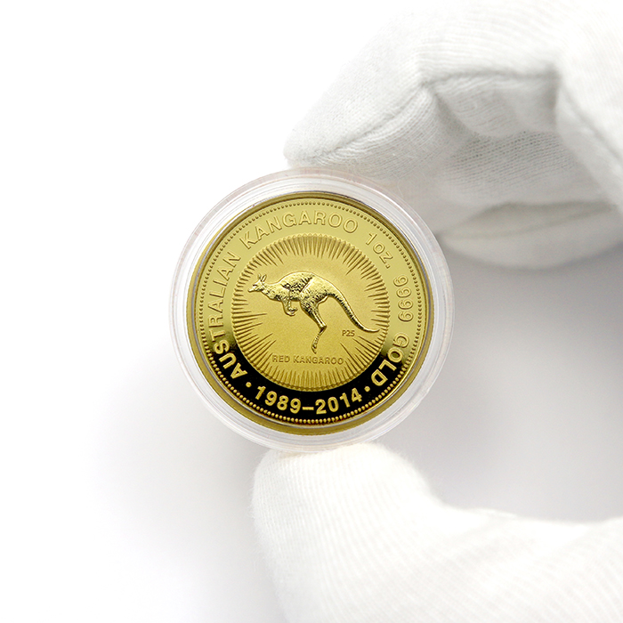 Zlatá investiční mince Kangaroo Klokan 25. výročí 1 Oz 2014