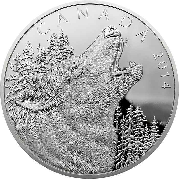 Přední strana Strieborná minca 500g Howling Wolf 2014 Proof (.9999)