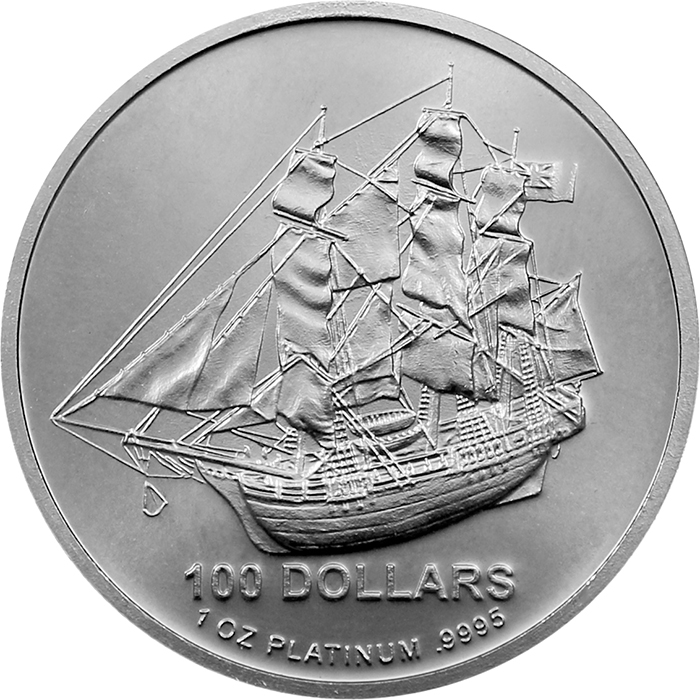 Přední strana Platinová investičná minca Bounty Cook Islands 1 Oz