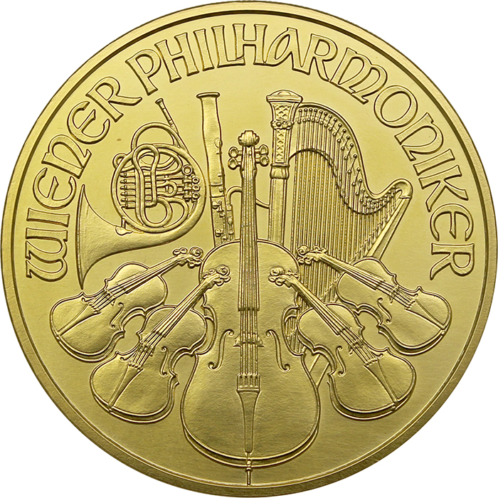 Zlatá investiční mince Wiener Philharmoniker 20. výročí 20 Oz 2009
