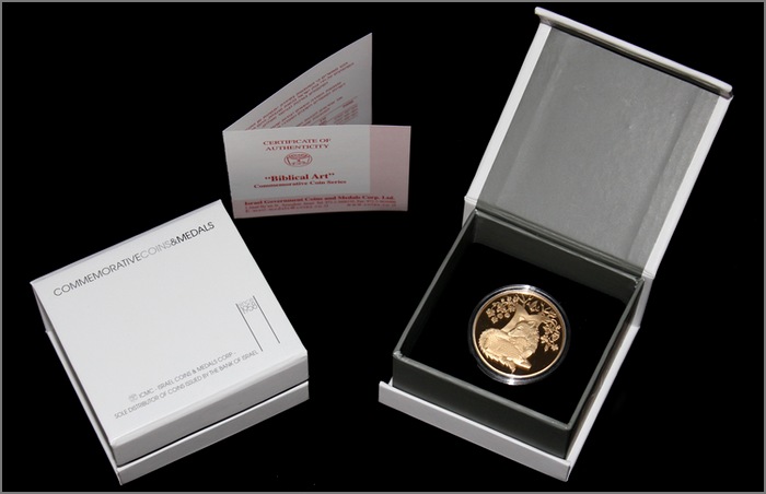 Zlatá mince Vlk s beránkem 10 NIS Izrael Biblické umění 2007 Proof