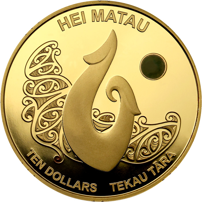 Přední strana Zlatá mince Hei Matau Maori Art 1 Oz 2012 Proof