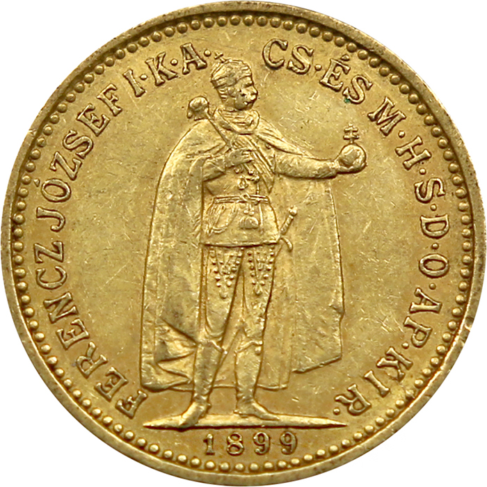 Zlatá minca Desaťkorunáčka Františka Jozefa I. Uhorská razba 1899