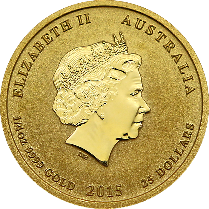 Zlatá investičná minca Year of the Goat Rok Kozy Lunárny 1/4 Oz 2015