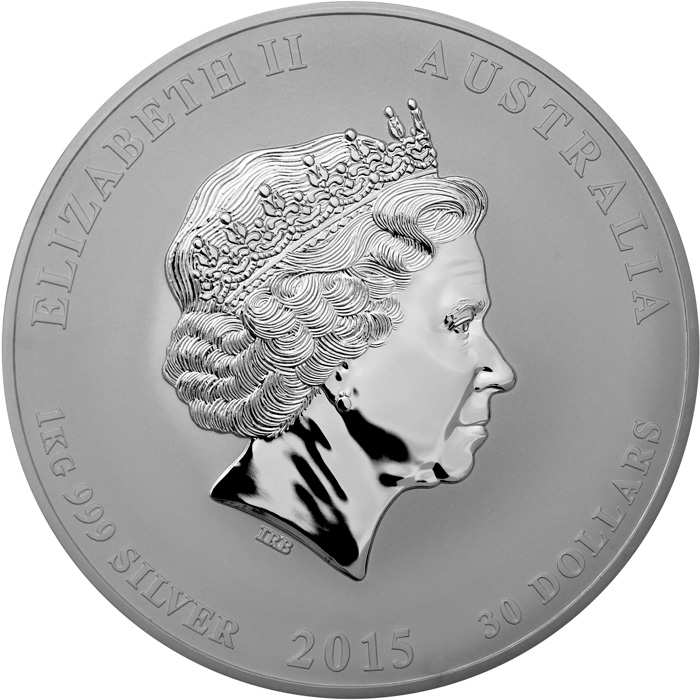 Zadní strana Strieborná  investičná minca Year of the Goat Rok Kozy Lunárny 1 Kg 2015