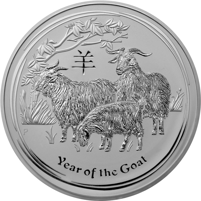 Přední strana Strieborná  investičná minca Year of the Goat Rok Kozy Lunárny 1 Kg 2015