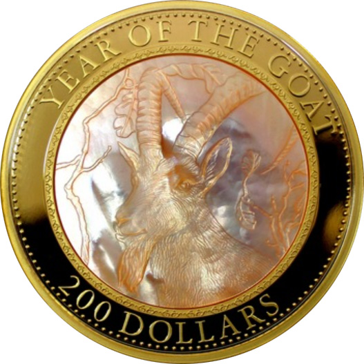 Zlatá mince 5 Oz Year of the Goat Rok Kozy 2015 Perleť Proof