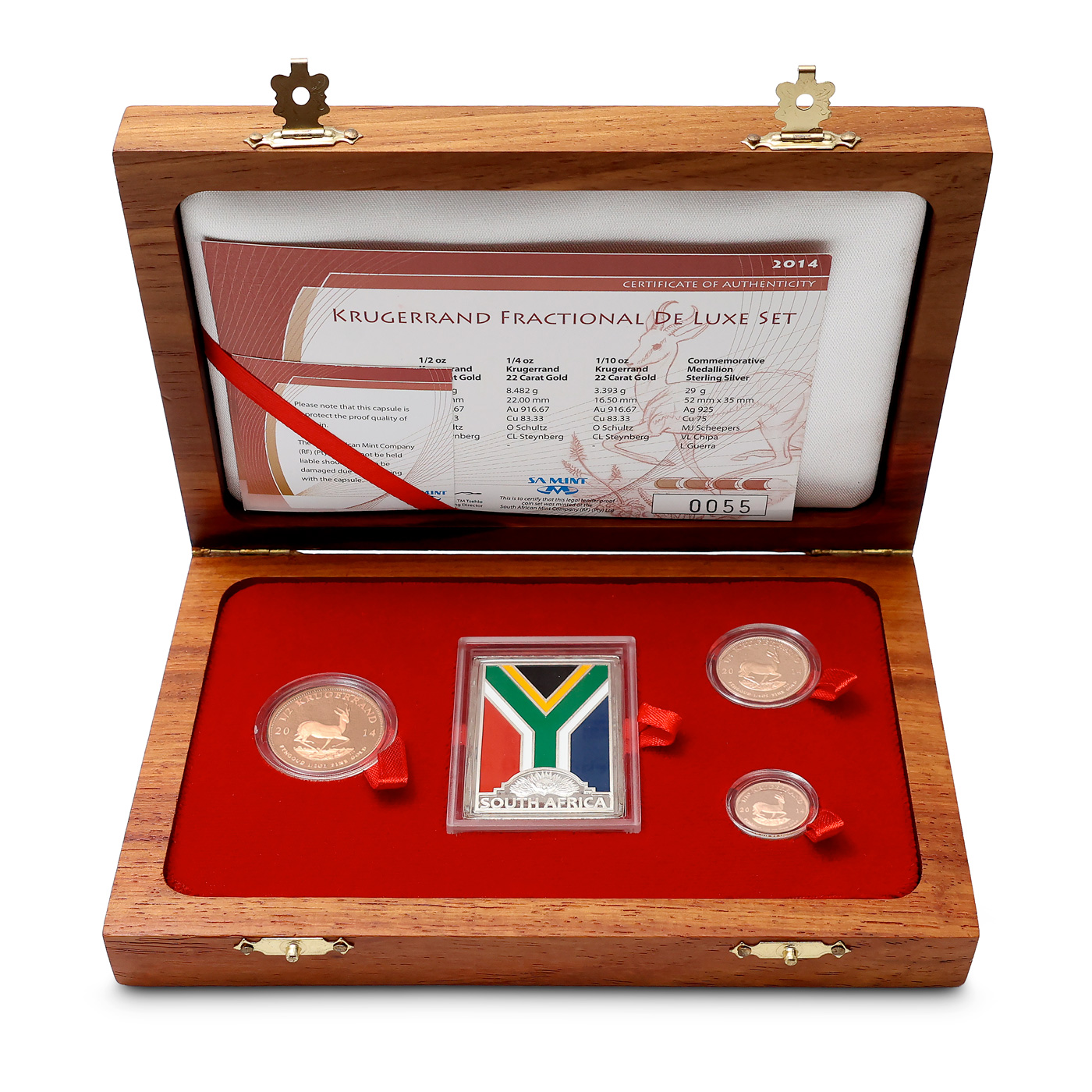 Přední strana Krugerrand 2014 Výroční sada zlatých mincí 20 let Demokracie Proof