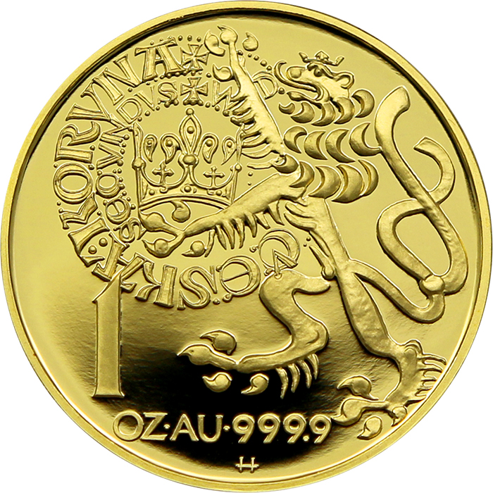 Přední strana Zlatá minca  10000 Kč Pražský groš 1996 Proof