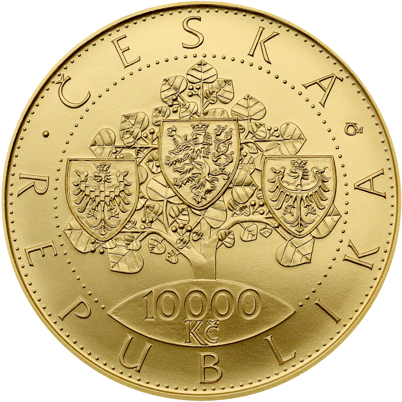 Zadní strana Zlatá minca 10000 Kč Vznik Československa 1oz 2018 Štandard